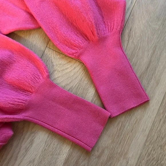 Ulla Johnson Pink Crew Neck Sweater with Balloon Sleeves - Picture 5 of 6
